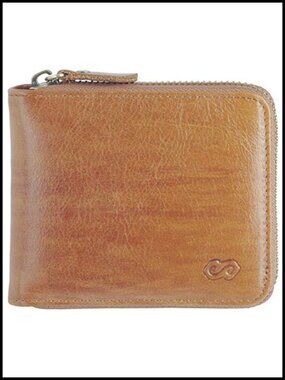Genuine Leather RFID Blocking Zipper Wallet with 10 Card Slots